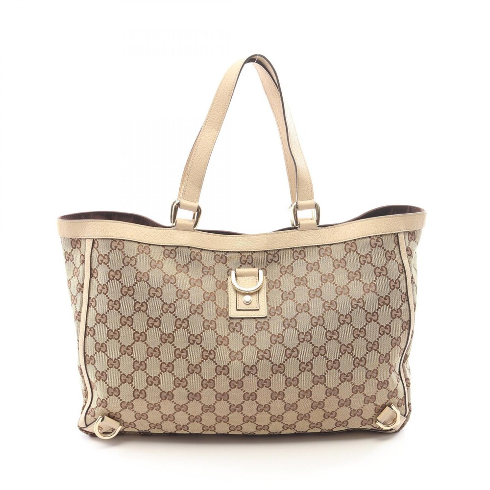 Gucci Abbey Gg Canvas Tote Bag Leather #281949G47B